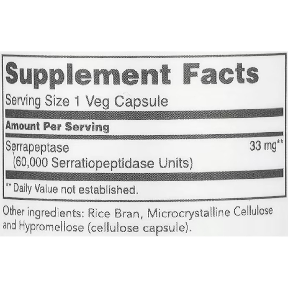 Серрапептаза Protocol for Life Balance Serrapeptase 60000 Units of Activity 60 Veg Caps