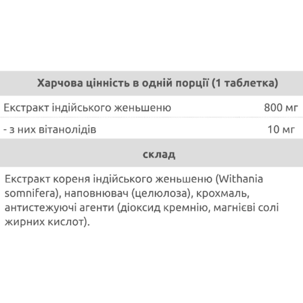Натуральна добавка для спорту IronFlex Ashwagandha 800 mg 100 Tabs