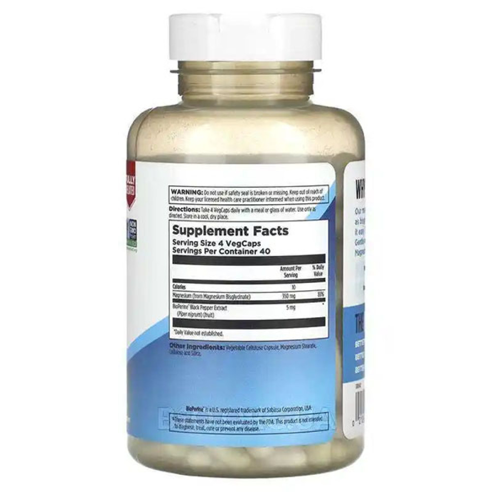 Мікроелемент Магній KAL Magnesium Glycinate 350 mg 160 Veg Caps