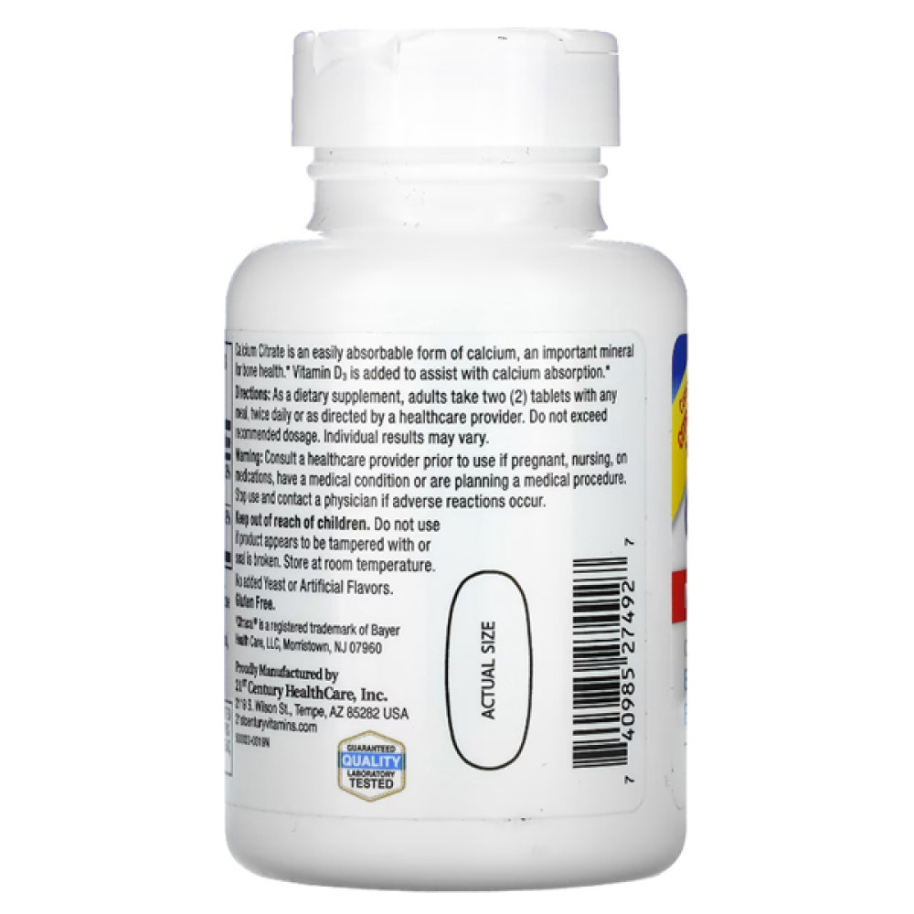 Мікроелемент Кальцій 21st Century Calcium Citrate Maximum + D3 75 Tabs