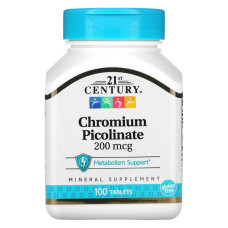 Мікроелемент Хром 21st Century Chromium Picolinate 200 mcg 100 Tabs