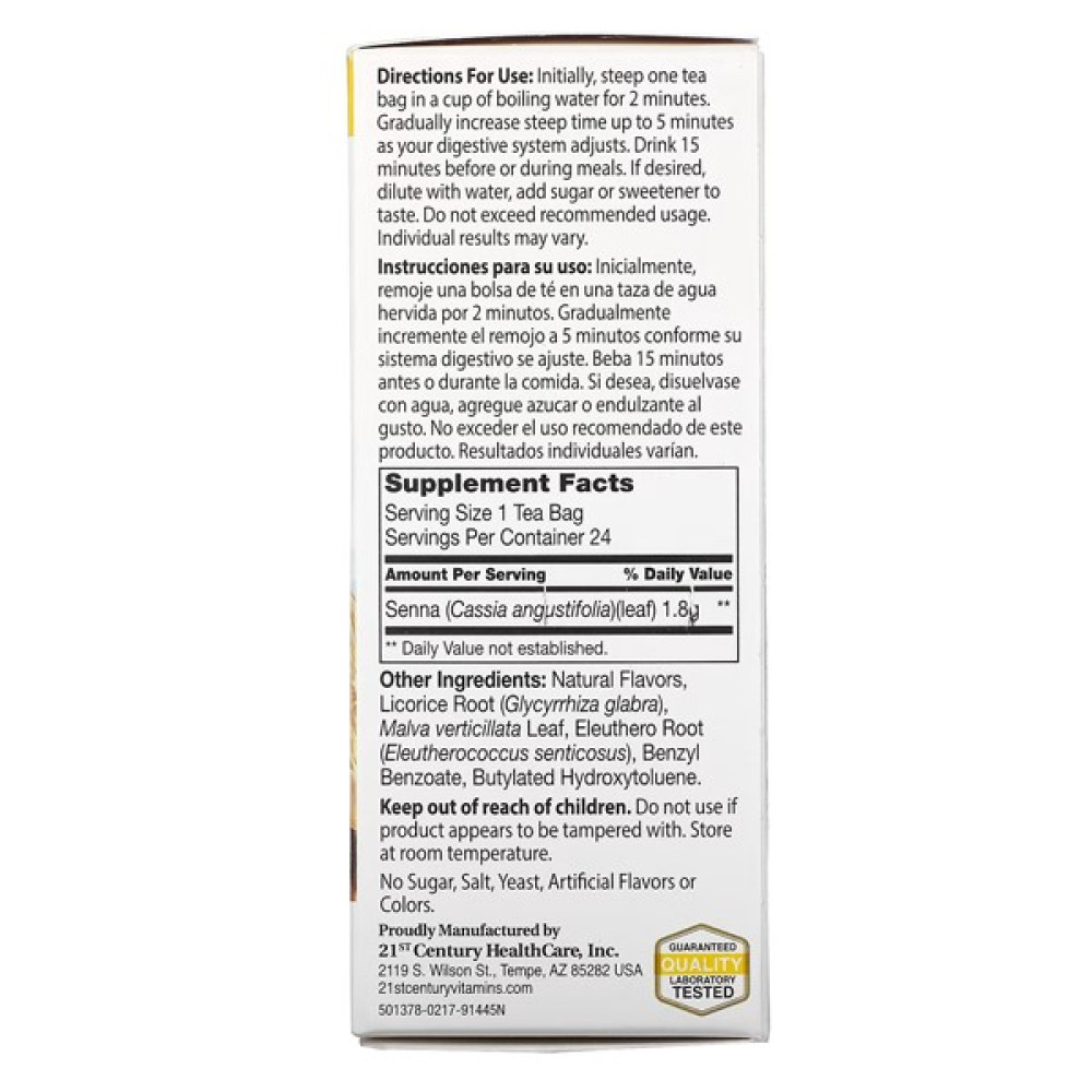 Замінник харчування 21st Century Herbal Slimming Tea Caffeine Free 24 Tea Bags Honey Lemon