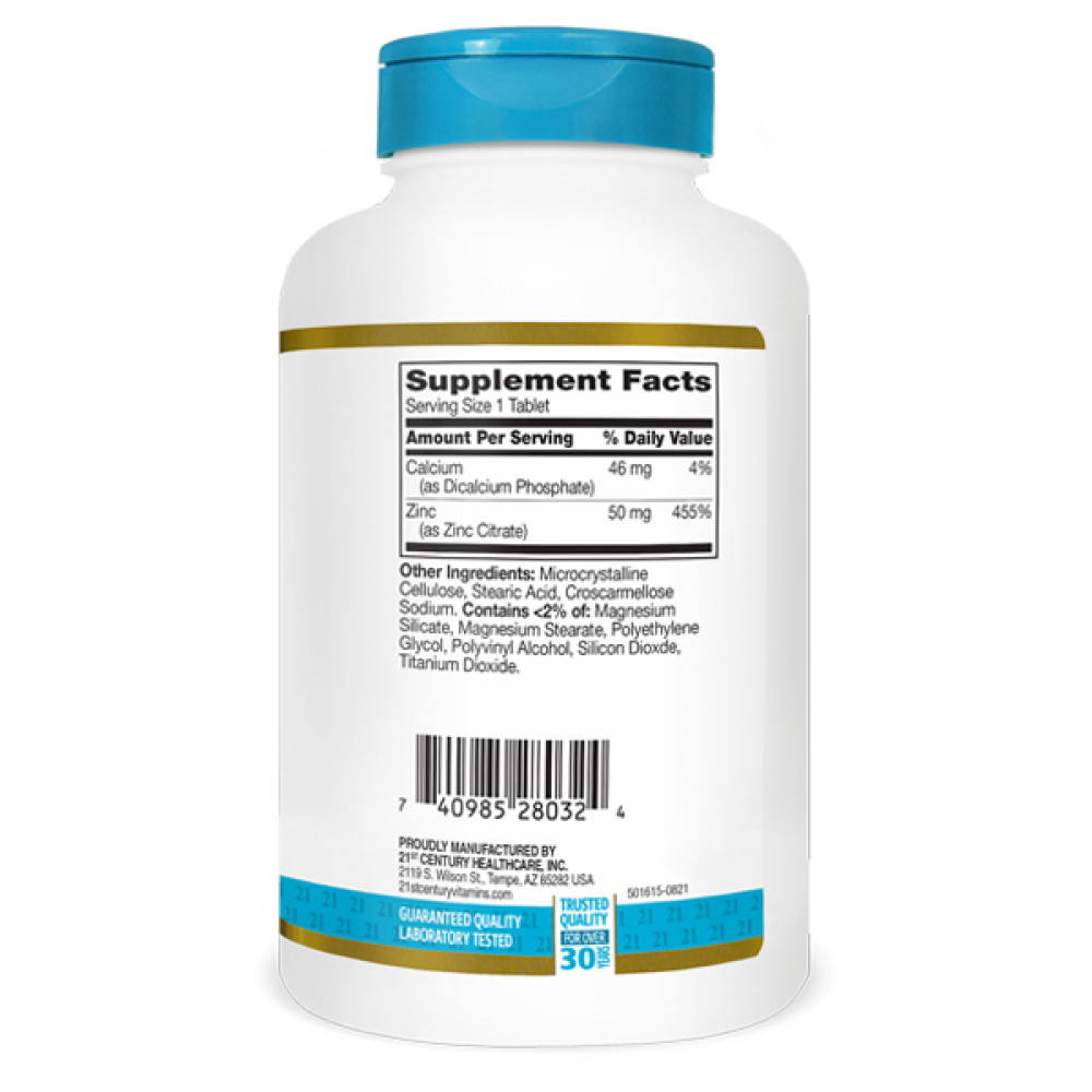 Мікроелемент Цинк 21st Century Zinc Citrate 50 mg 360 Tabs