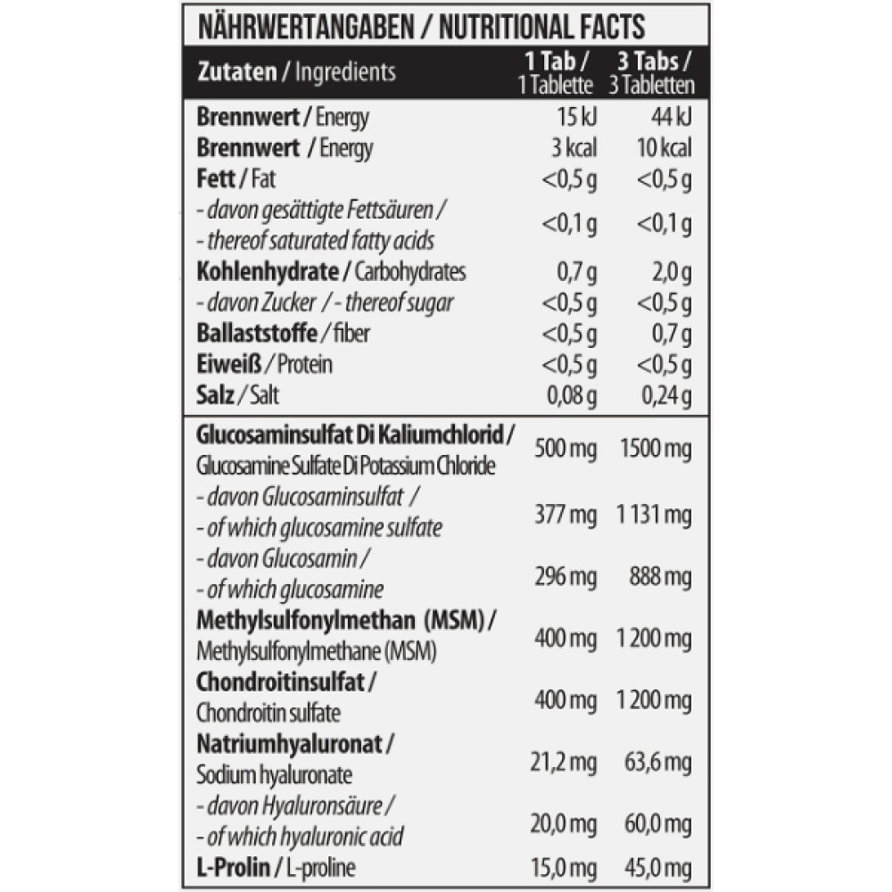 Хондропротектор (для спорту) MST Nutrition Glucosamine Chondroitin MSM Hyaluronic Acid L-Proline 180 Tabs