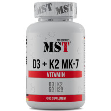 Вітамін D3+K2 для спорту MST Nutrition Vitamin D3 + K2 MK7 120 Softgels