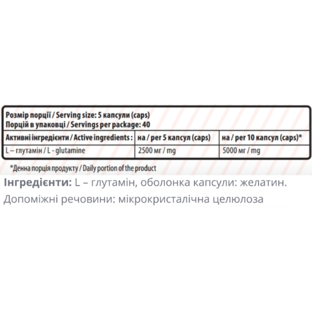 Глютамін для спорту Sporter L-Glutamine 500 mg 200 Caps