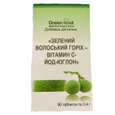 Вітамінно-мінеральний комплекс GreenSet Зелений Волоський Горіх — Вітамін С-йод-юглон 90 таблеток
