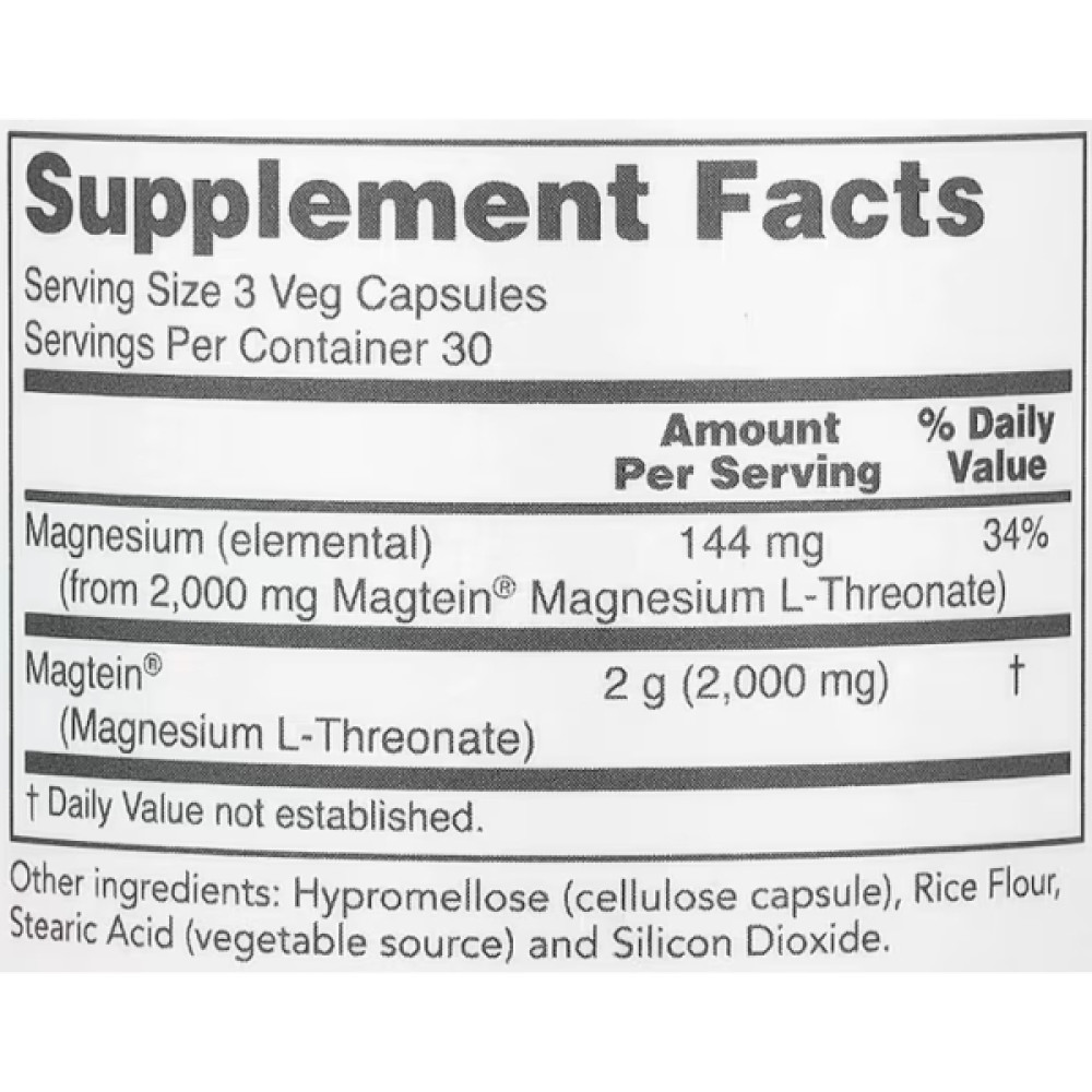 Мікроелемент Магній Protocol for Life Balance Magtein Magnesium L-Threonate 90 Veg Caps