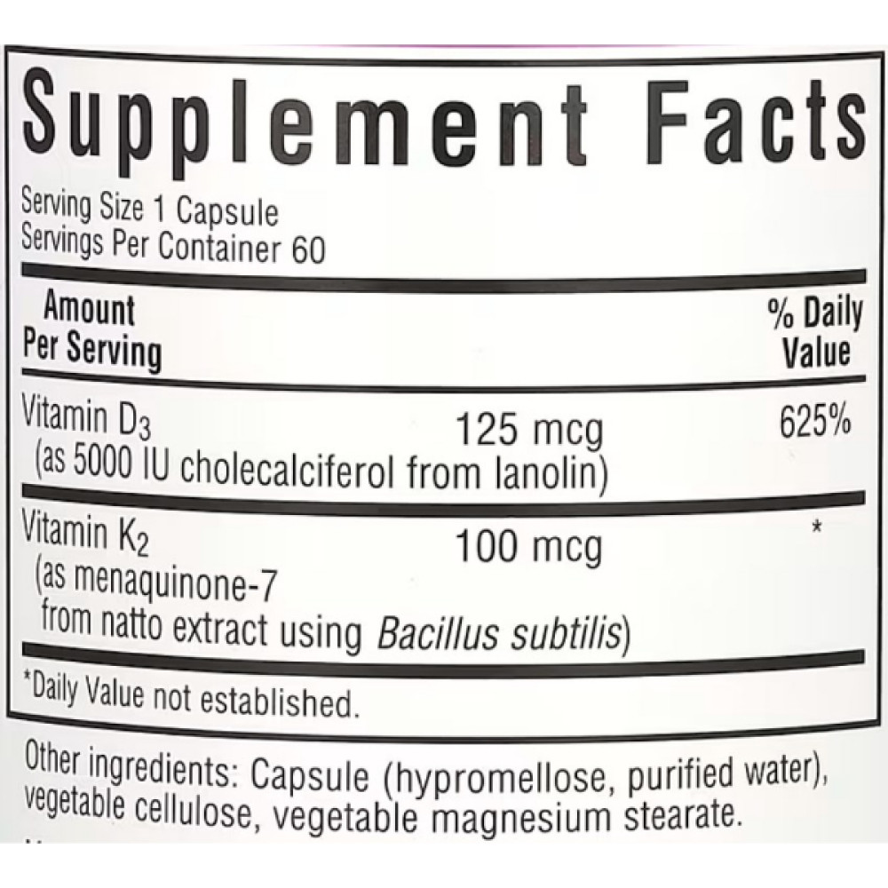 Мультивітаміни Bluebonnet Nutrition Vitamin D3 & K2 60 Veg Caps