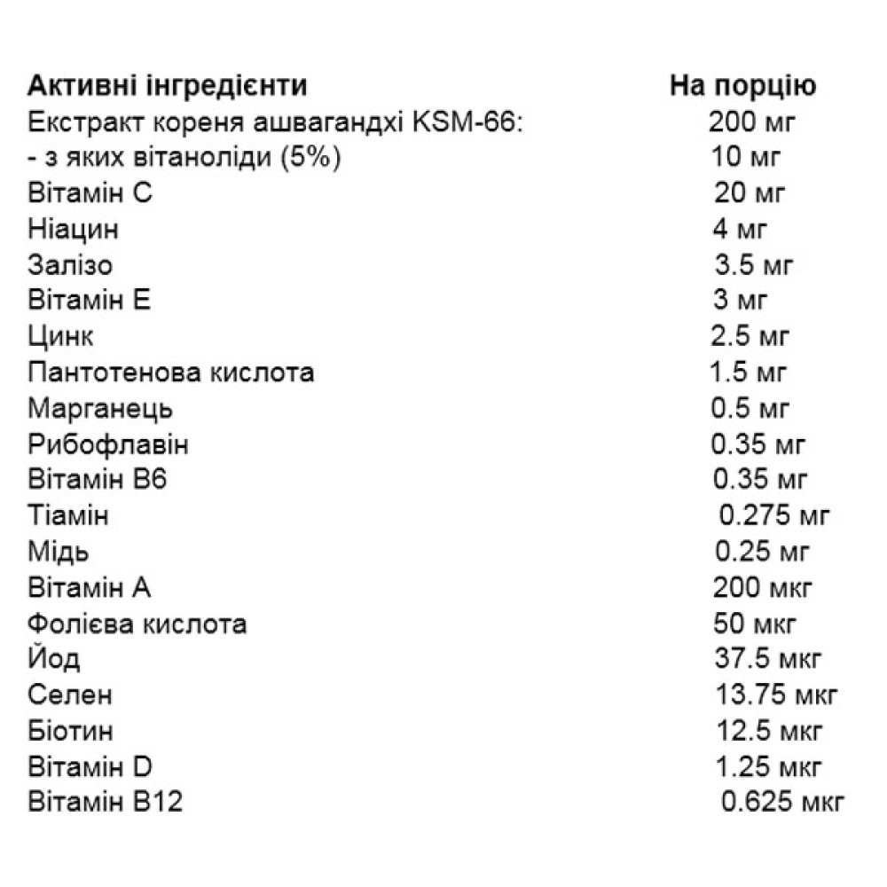 Вітамінно-мінеральний комплекс для спорту OstroVit Vit&Min + Ashwagandha 120 Tabs