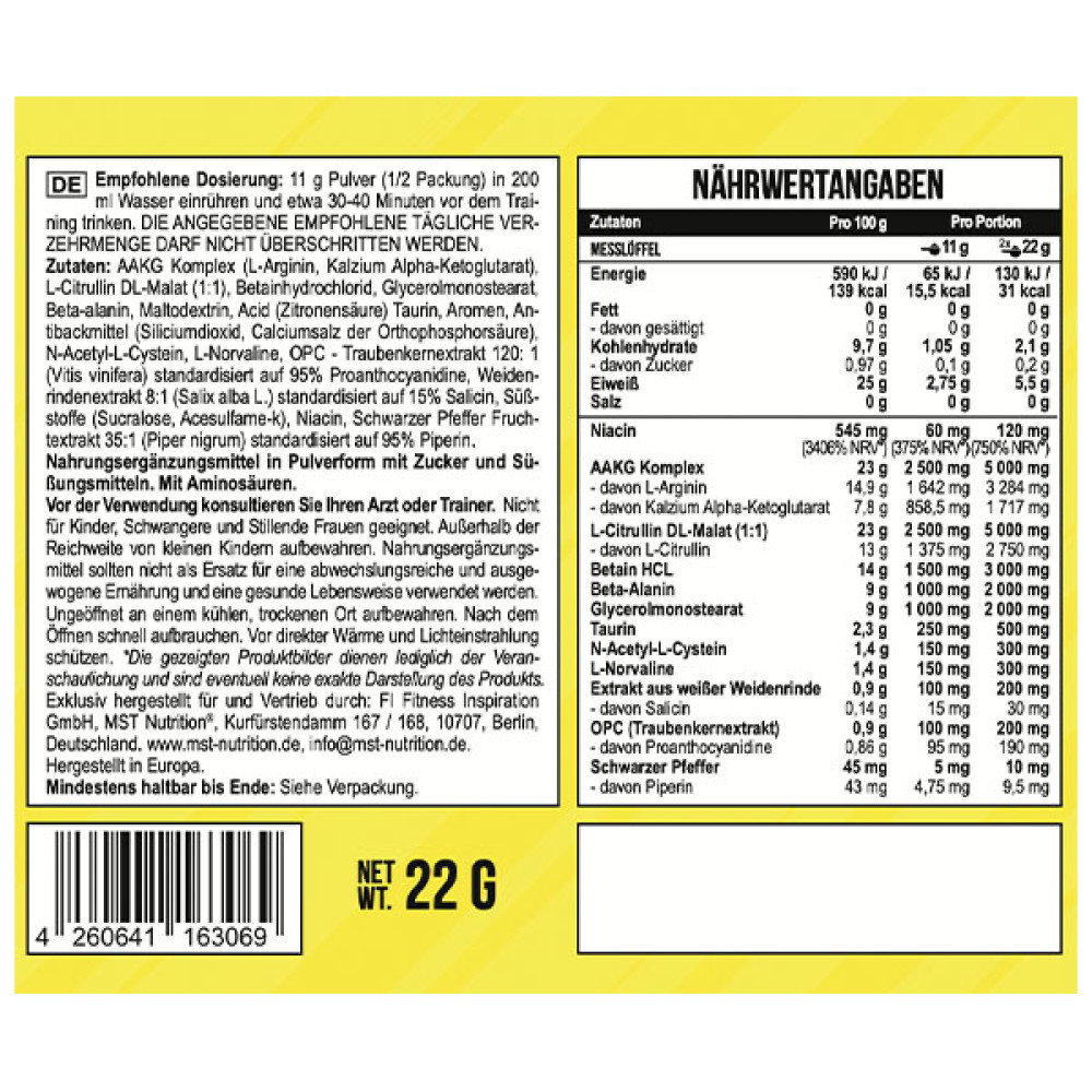 Комплекс до тренування MST Nutrition Pump Killer 22 g /2 servings/ Fruit Punch