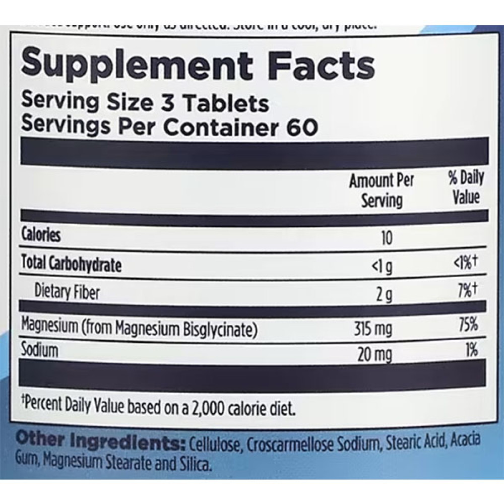 Мікроелемент Магній KAL Chelated Magnesium Bisglycinate 180 Tabs