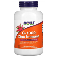 Вітамін C NOW Foods C-1000 Zinc Immune 180 Veg Caps