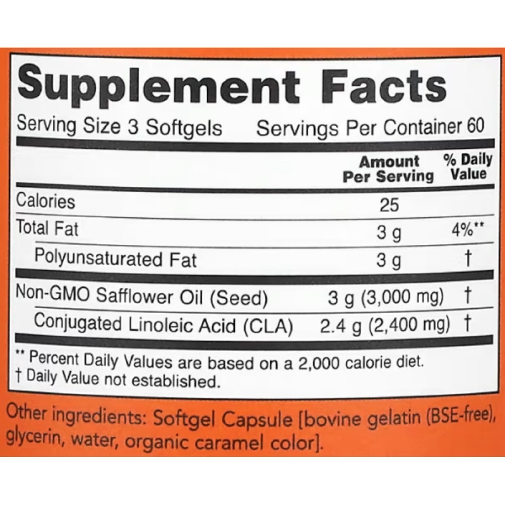 CLA для зниження ваги NOW Foods CLA 800 mg 180 Softgels