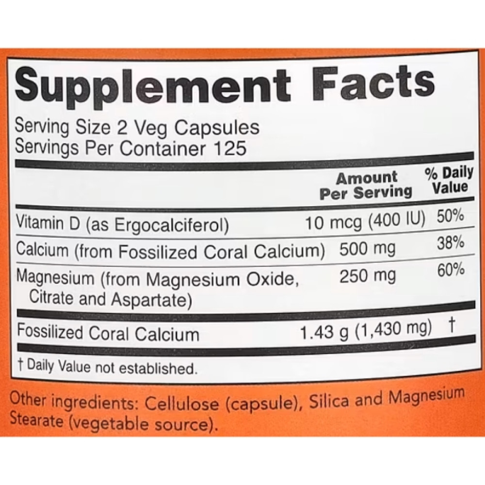 Мікроелемент Кальцій NOW Foods Coral Calcium Plus 250 Veg Caps