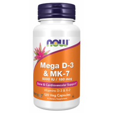 Комплекс Вітамін D3+K2 NOW Foods Mega D-3 & MK-7 120 Veg Caps