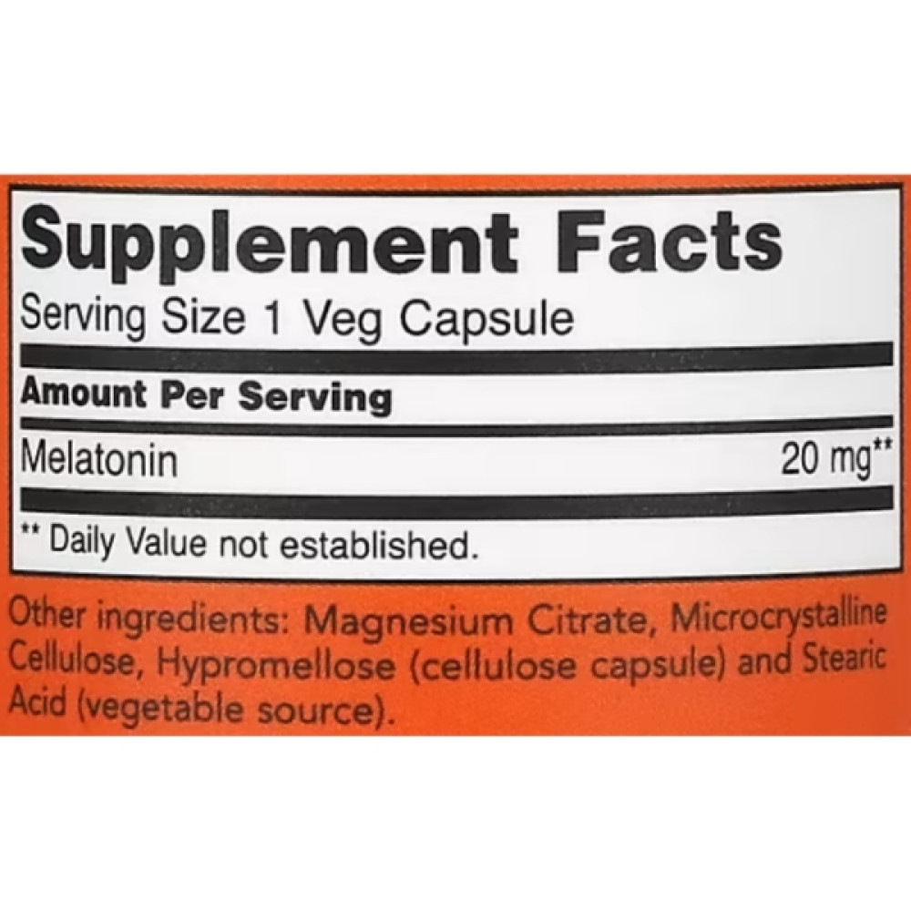 Мелатонін для сну NOW Foods Melatonin 20 mg 90 Veg Caps