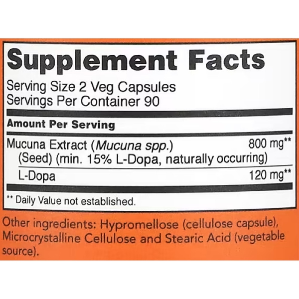 Комплекс для профілактики нервової системи NOW Foods DOPA Mucuna 180 Veg Caps