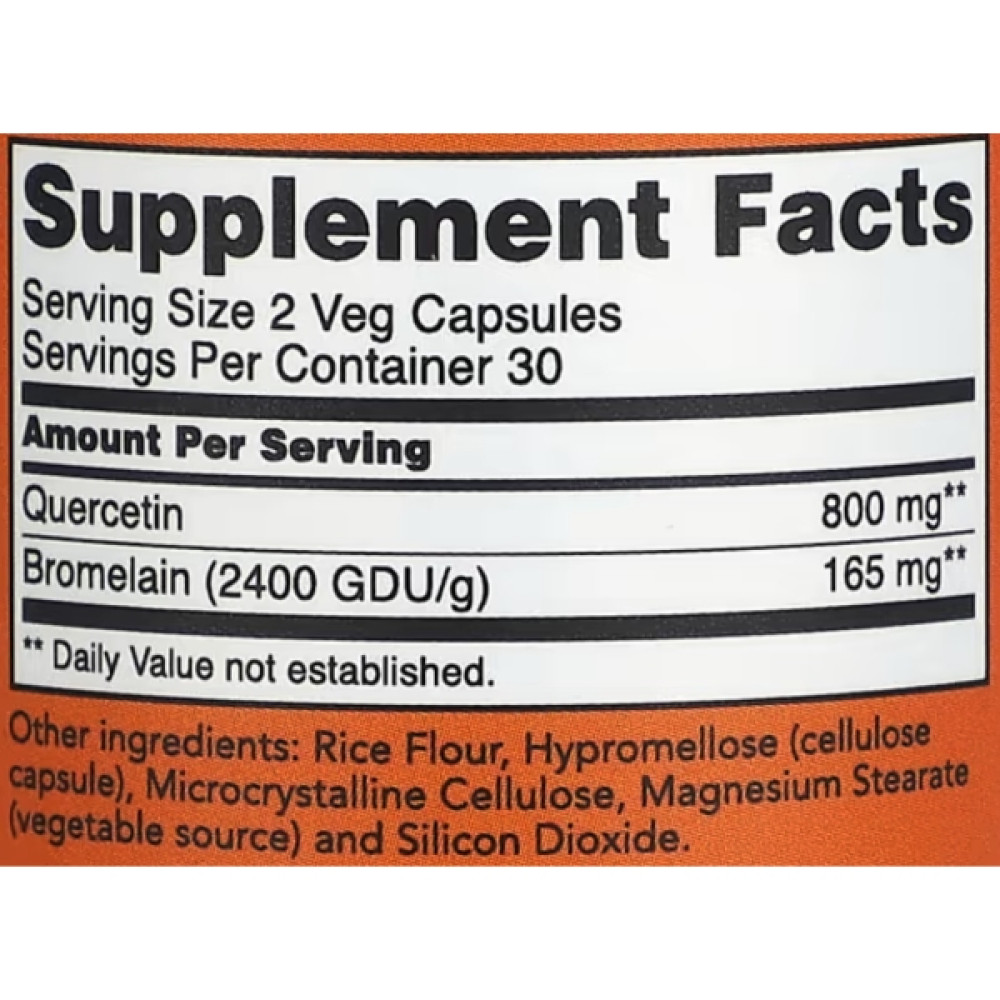 Кверцетін NOW Foods Quercetin with Bromelain 60 Veg Caps