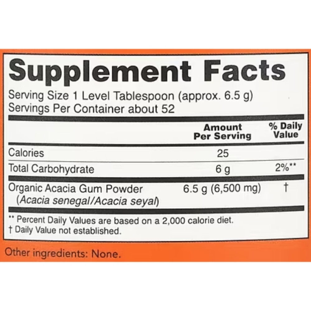 Клітковина NOW Foods Organic Acacia Pure Powder 340 g /52 servings/