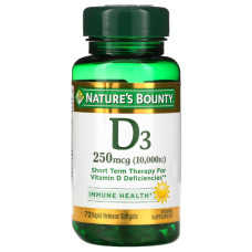 Вітамін D Nature's Bounty Vitamin D Rapid Release 10000 IU 250 mcg 72 Softgels Вітамін D Nature's Bounty Vitamin D Rapid Release 10000 IU 250 mcg 72 Softgels