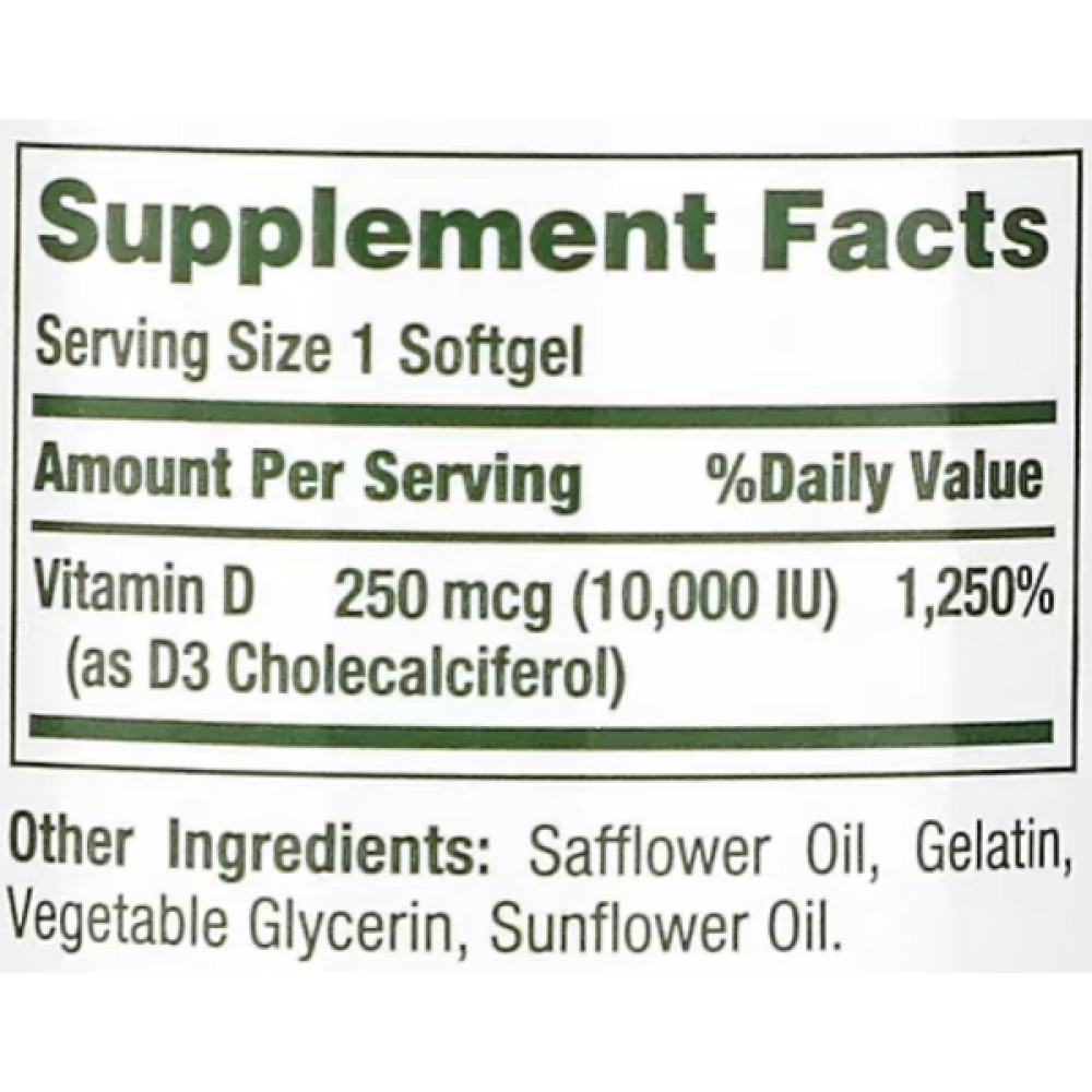 Вітамін D Nature's Bounty Vitamin D Rapid Release 10000 IU 250 mcg 72 Softgels