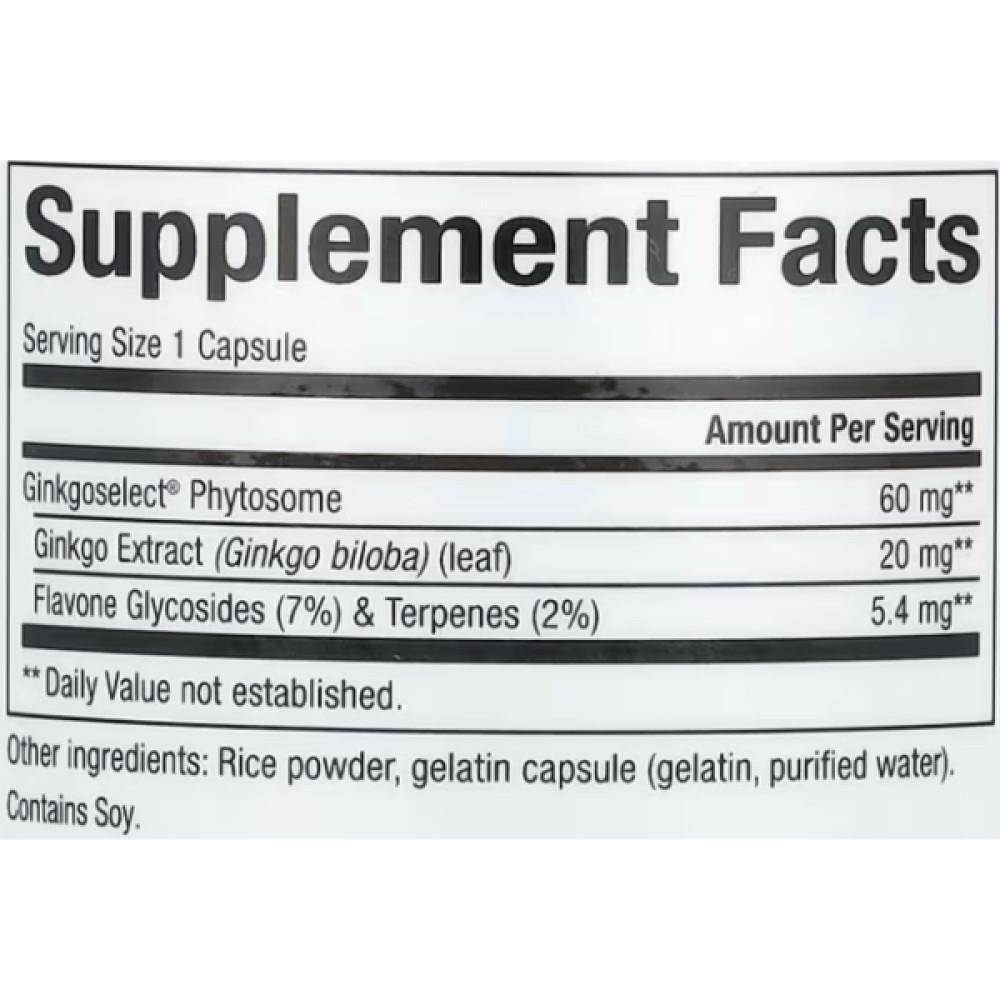 Гінкго Білоба Natural Factors Ginkgo Biloba, Phytosome 60 mg 60 Caps