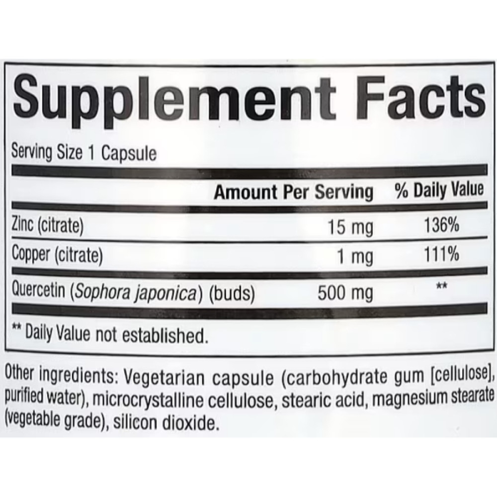 Кверцетін Natural Factors Immune Support Quercetin with Zinc & Copper 60 Veg Caps