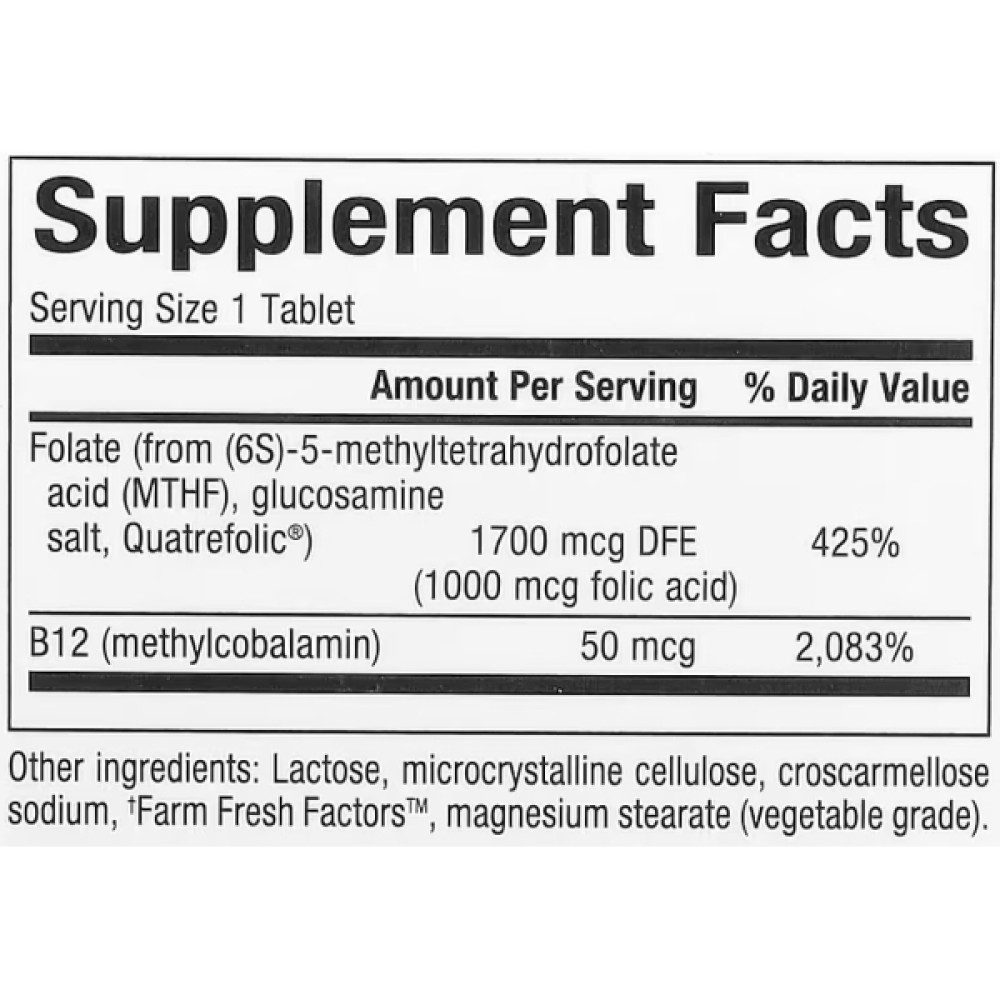 Фолієва кислота Natural Factors BioCoenzymated, Methylfolate 1000 mcg 60 Tabs