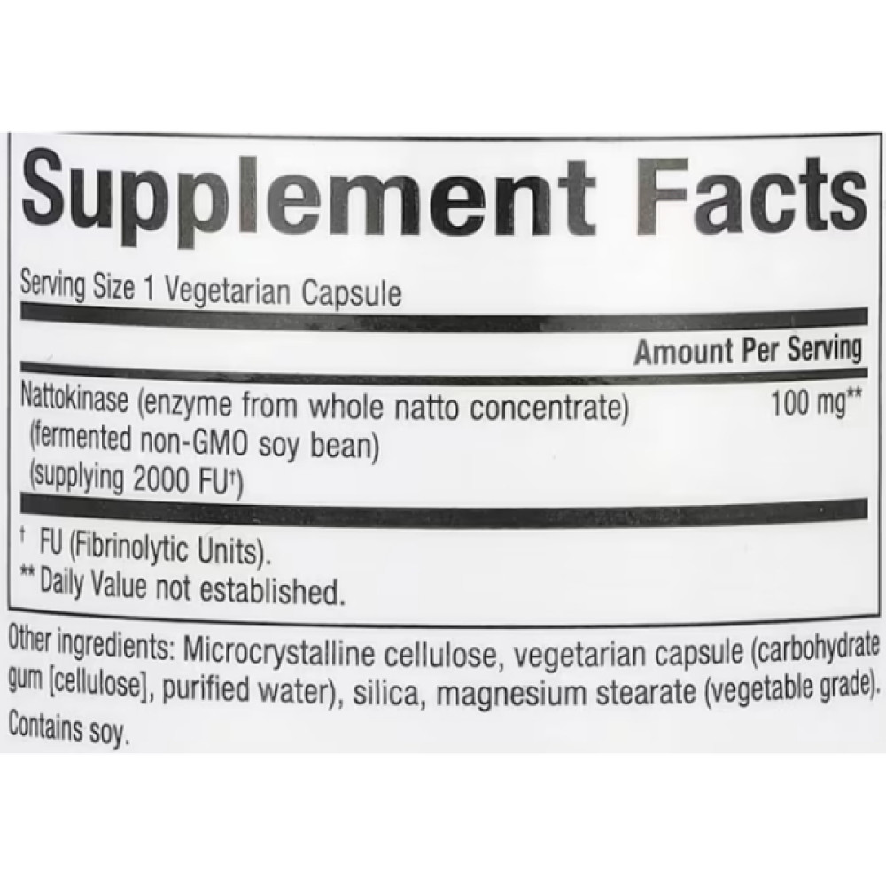 Комплекс для профілактики тиску та кровообігу Natural Factors Nattokinase, Whole Natto Concentrate 100 mg 60 Veg Caps