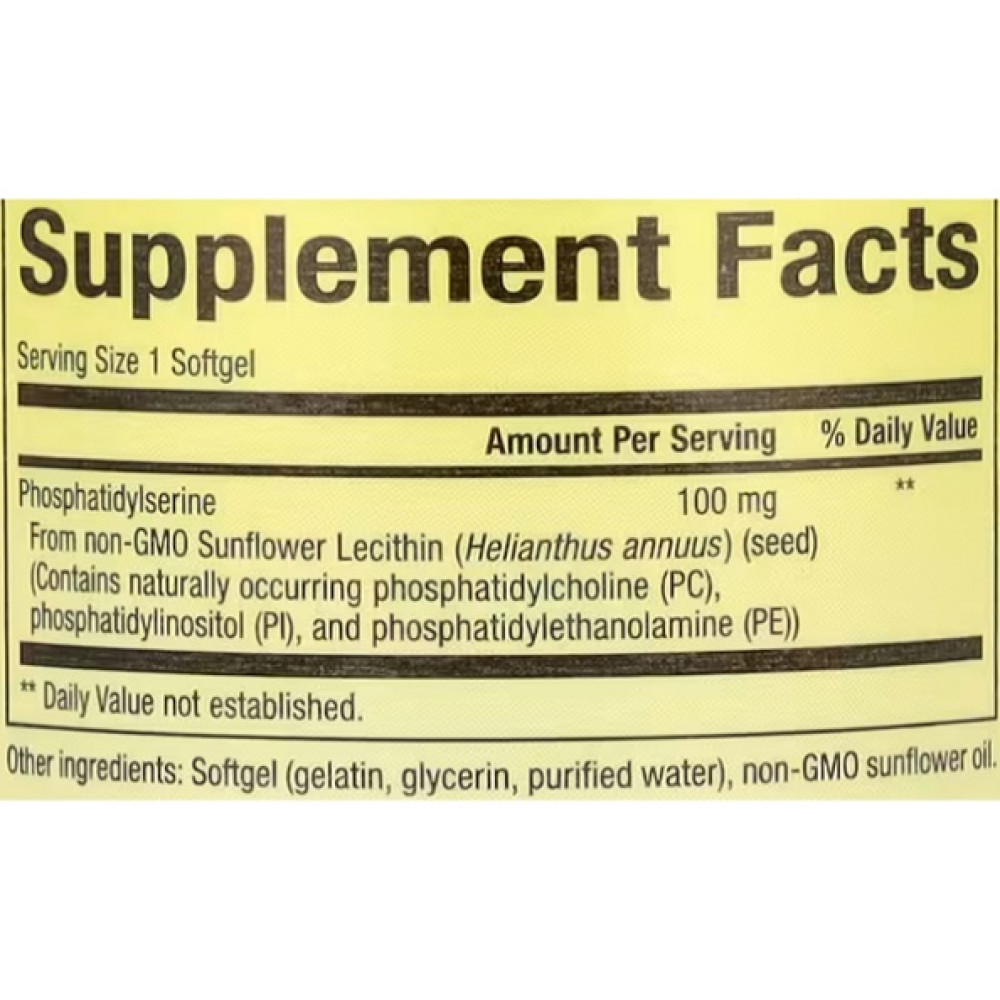 Лецитин Natural Factors PS, Phosphatidylserine 100 mg 30 Softgels