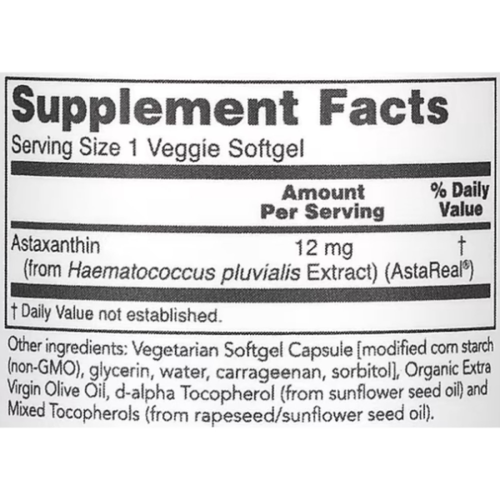 Астаксантін Protocol for Life Balance Astaxanthin, Extra Strength 12 mg 60 Veg Softgels