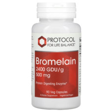 Бромелайн Protocol for Life Balance Bromelain, 2400 GDU/g 500 mg 90 Veg Caps