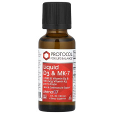 Комплекс Вітамін D3+K2 Protocol for Life Balance Liquid D3 & MK-7 30 ml /163 servings/