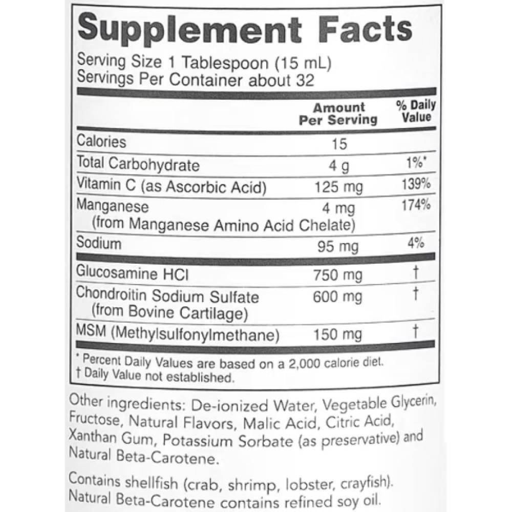 Препарат для суглобів та зв'зок Protocol for Life Balance Liquid Glucosamine & Chondroitin with MSM 473 ml /32 servings/