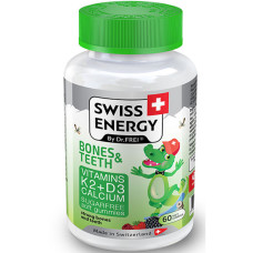 Вітамінно-мінеральний комплекс для дітей Swiss Energy BONES & TEETH Vitamins K2, D3, Calcium 60 Gummies Fruits