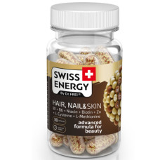 Комплекс для шкіри, волосся, нігтів Swiss Energy HAIR, NAIL & SKIN B1+B6+Niacin+Biotin+Zn+L-Cys+L-Met 30 Caps