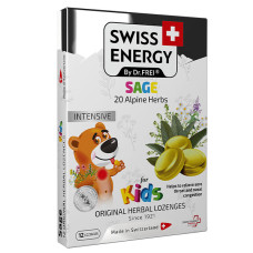 Протизастудний засіб для дітей Swiss Energy Herbal Lozenges Blister 20 herbs + Sage for kids 12 herbal lozenges