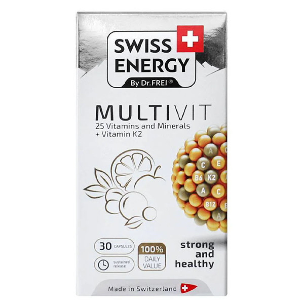 Вітамінно-мінеральний комплекс Swiss Energy MULTIVIT 25 Vitamins and Minerals+Vitamin K2 30 Caps