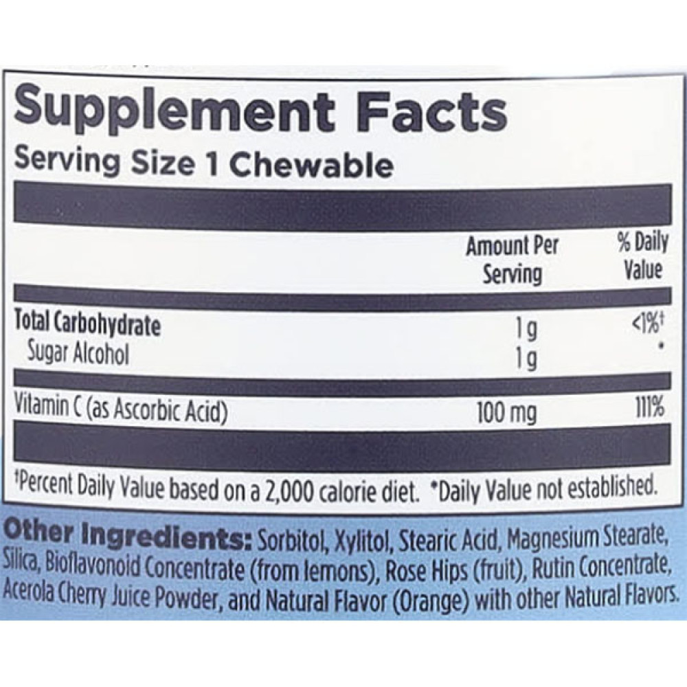 Вітамін C KAL Vitamin C-Rex 100 mg 100 Chewables Orange