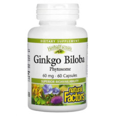 Комплекс для профілактики роботи головного мозку Natural Factors Herbal Factors Ginkgo Biloba Phytosome 60 Caps