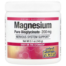 Мікроелемент Магній Natural Factors Magnesium Bisglycinate 200 mg 145 g /50 servings/ Pure