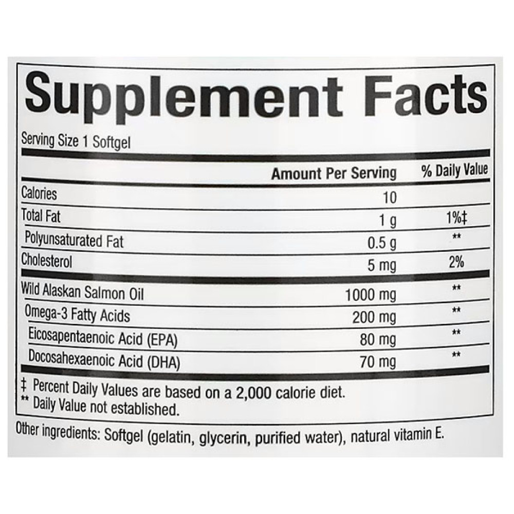 Жир лосося Natural Factors Wild Alaskan Salmon Oil 100% Salmon Oil 1000 mg 90 Softgels