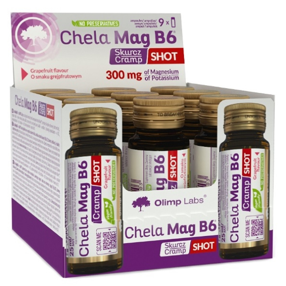 Вітамінно-мінеральний комплекс для спорту Olimp Nutrition Chela-Mag B6 Cramp Vegan Shot 9 х 25 ml Grapefruit