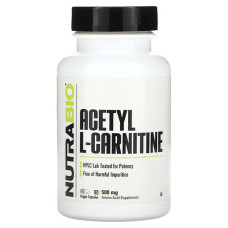 Комплекс Ацетил/Карнітін NutraBio Acetyl L-Carnitine 500 mg 90 Veg Caps