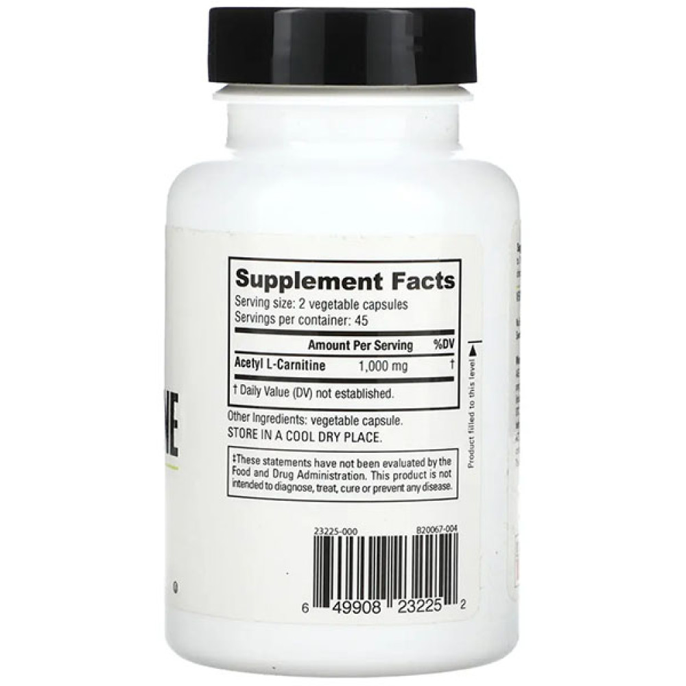 Комплекс Ацетил/Карнітін NutraBio Acetyl L-Carnitine 500 mg 90 Veg Caps