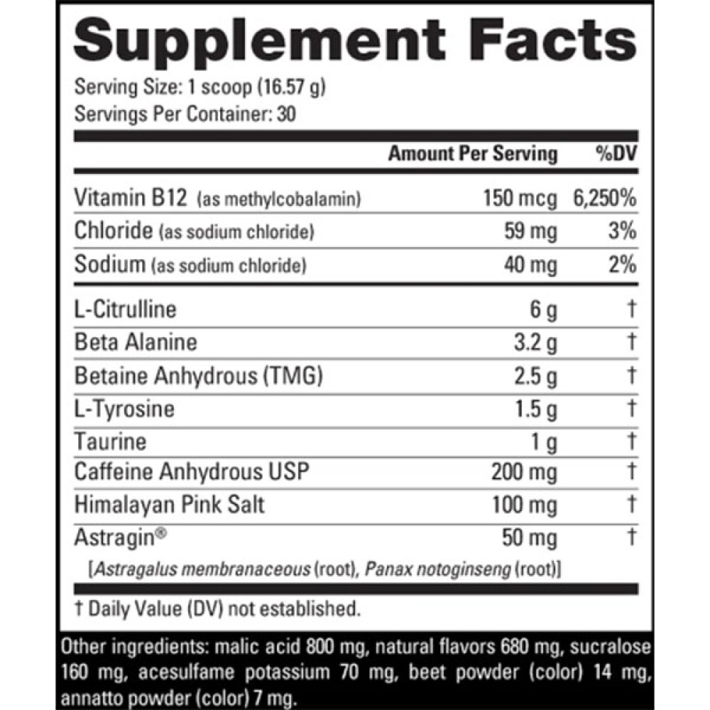 Комплекс до тренування NutraBio BASE Pre-Workout 497 g /30 servings/ Fruit Punch
