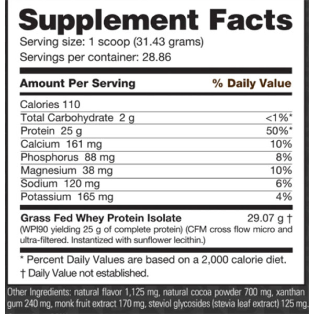 Протеїн NutraBio Grass-Fed Whey Protein Isolate 907 g /29 servings/ Chocolate Milkshake