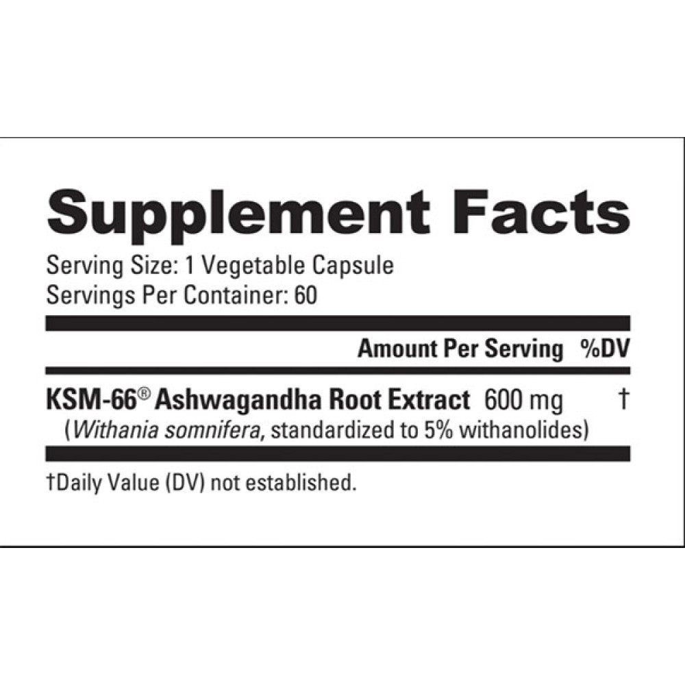 Ашфаганда для спорту NutraBio KSM-66 Ashwagandha 60 Caps
