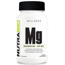 Мікроелемент Магній для спорту NutraBio Magnesium Bisglycinate Chelated & DI-Magnesium Malate 120 Caps